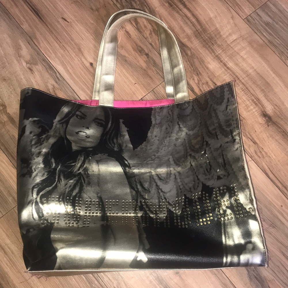 Victorias Secret Alessandra Ambrosio supermodel tote handbag black and gold